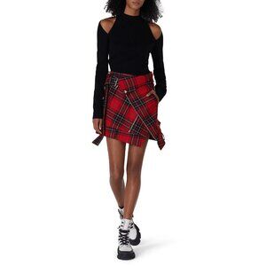 R-90. Monse Plaid Moto Skirt US 0